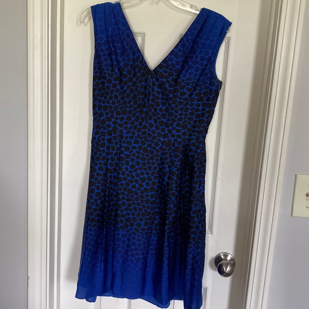 LOFT blue and black giraffe print dress